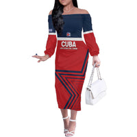 Custom Cuba Football Family Matching Off The Shoulder Long Sleeve Dress and Hawaiian Shirt 2025 Los Leones del Caribe