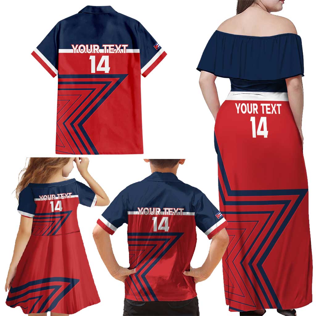Custom Cuba Football Family Matching Off Shoulder Maxi Dress and Hawaiian Shirt 2025 Los Leones del Caribe