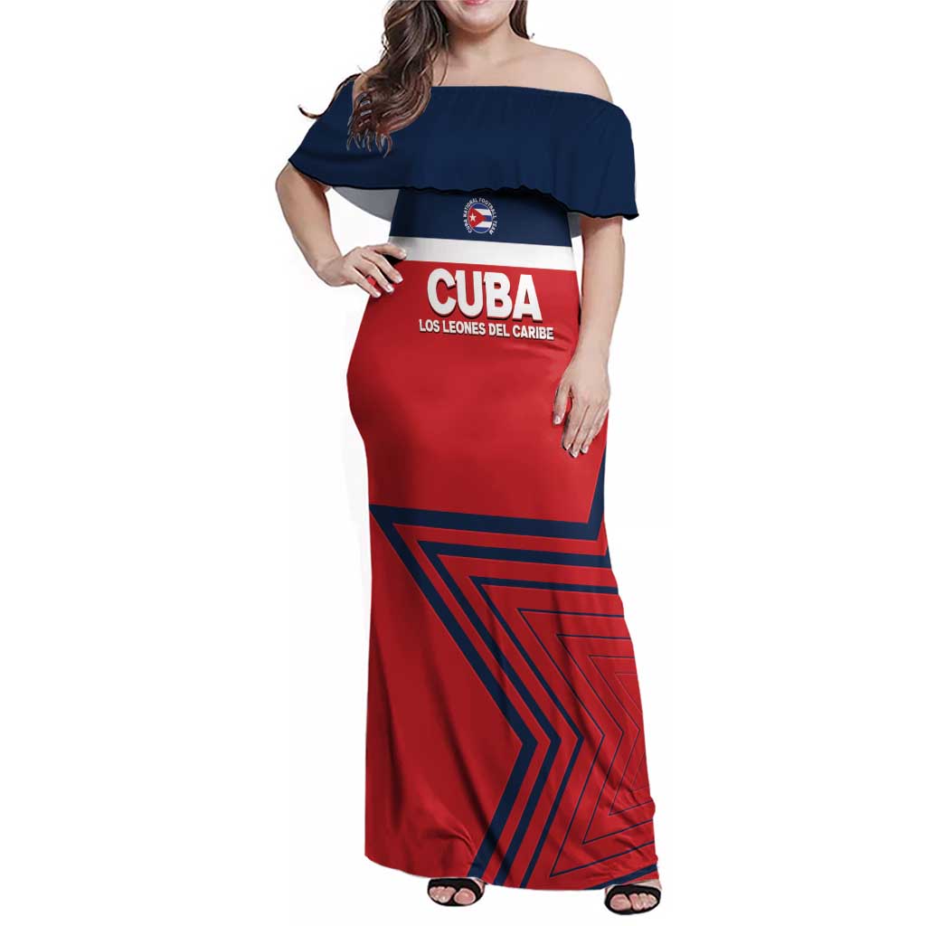 Custom Cuba Football Family Matching Off Shoulder Maxi Dress and Hawaiian Shirt 2025 Los Leones del Caribe