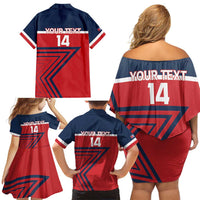Custom Cuba Football Family Matching Off Shoulder Short Dress and Hawaiian Shirt 2025 Los Leones del Caribe