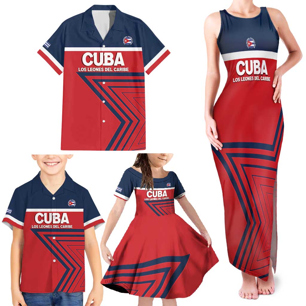Custom Cuba Football Family Matching Tank Maxi Dress and Hawaiian Shirt 2025 Los Leones del Caribe