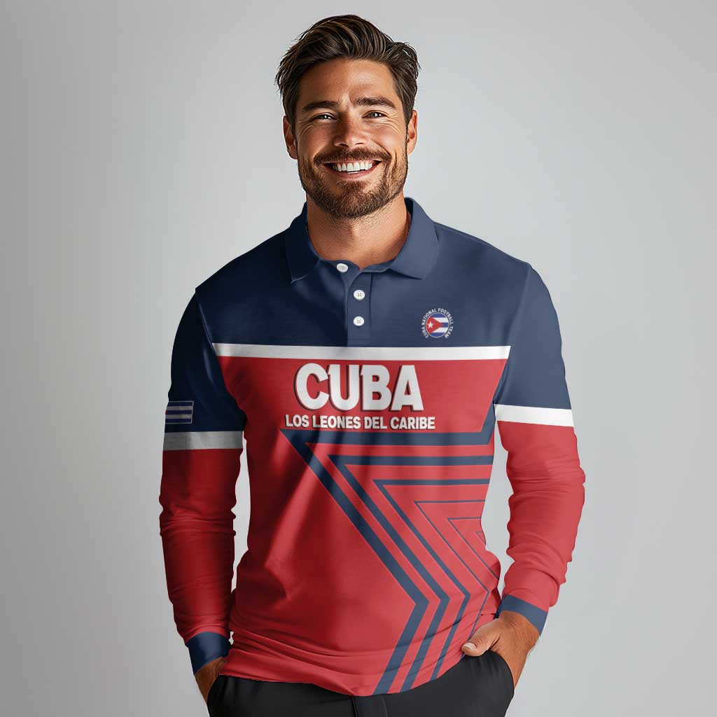 Custom Cuba Football Long Sleeve Polo Shirt 2025 Los Leones del Caribe