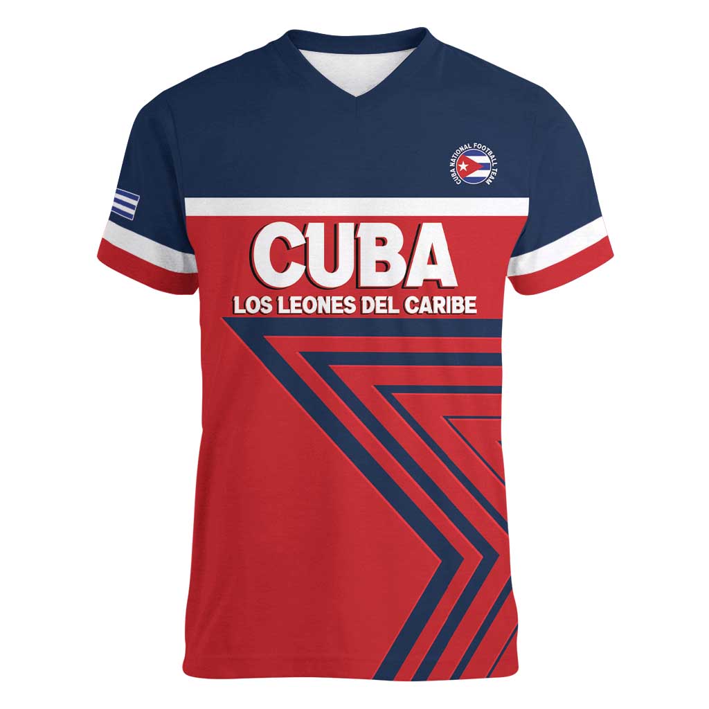 Custom Cuba Football Women V-Neck T-Shirt 2025 Los Leones del Caribe
