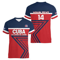 Custom Cuba Football Women V-Neck T-Shirt 2025 Los Leones del Caribe