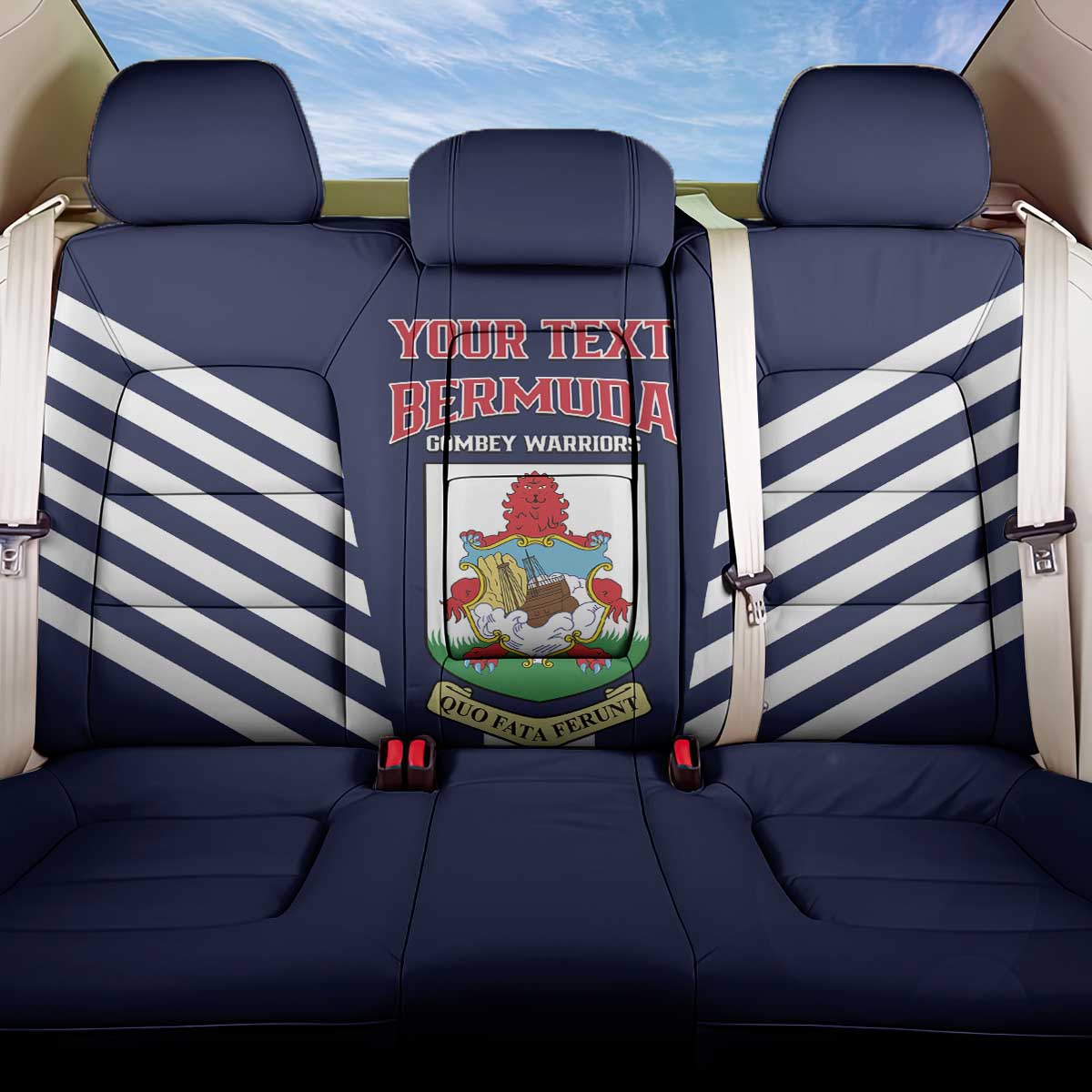 Custom Bermuda Football Back Car Seat Cover 2025 Go Gombey Warriors - Blue