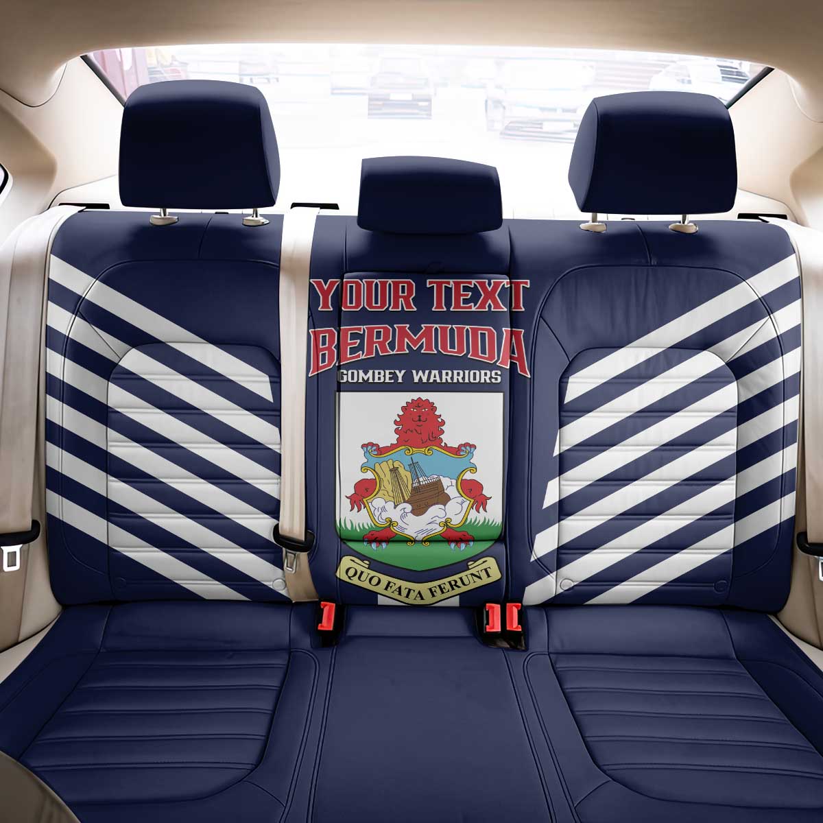 Custom Bermuda Football Back Car Seat Cover 2025 Go Gombey Warriors - Blue