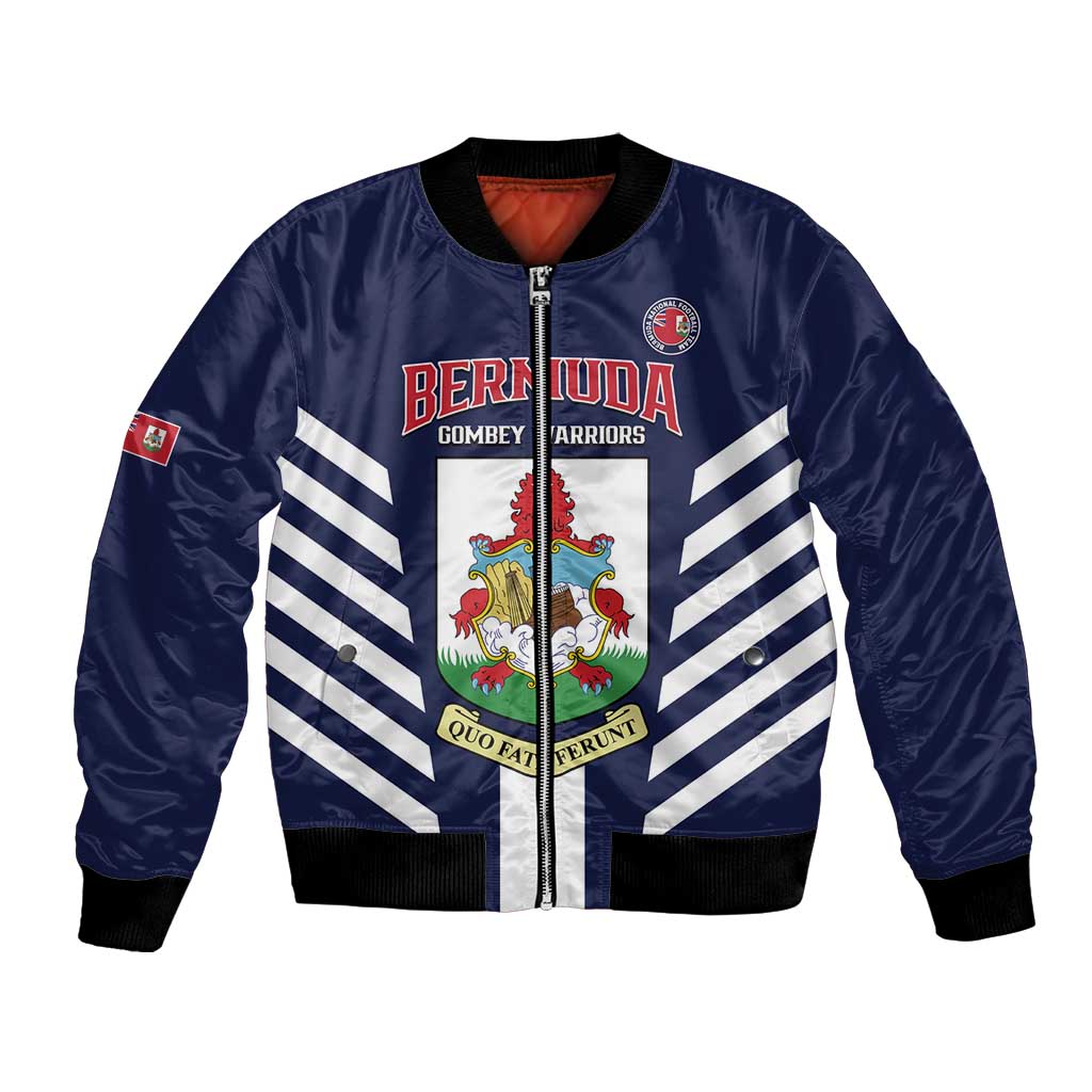 Custom Bermuda Football Bomber Jacket 2025 Go Gombey Warriors - Blue