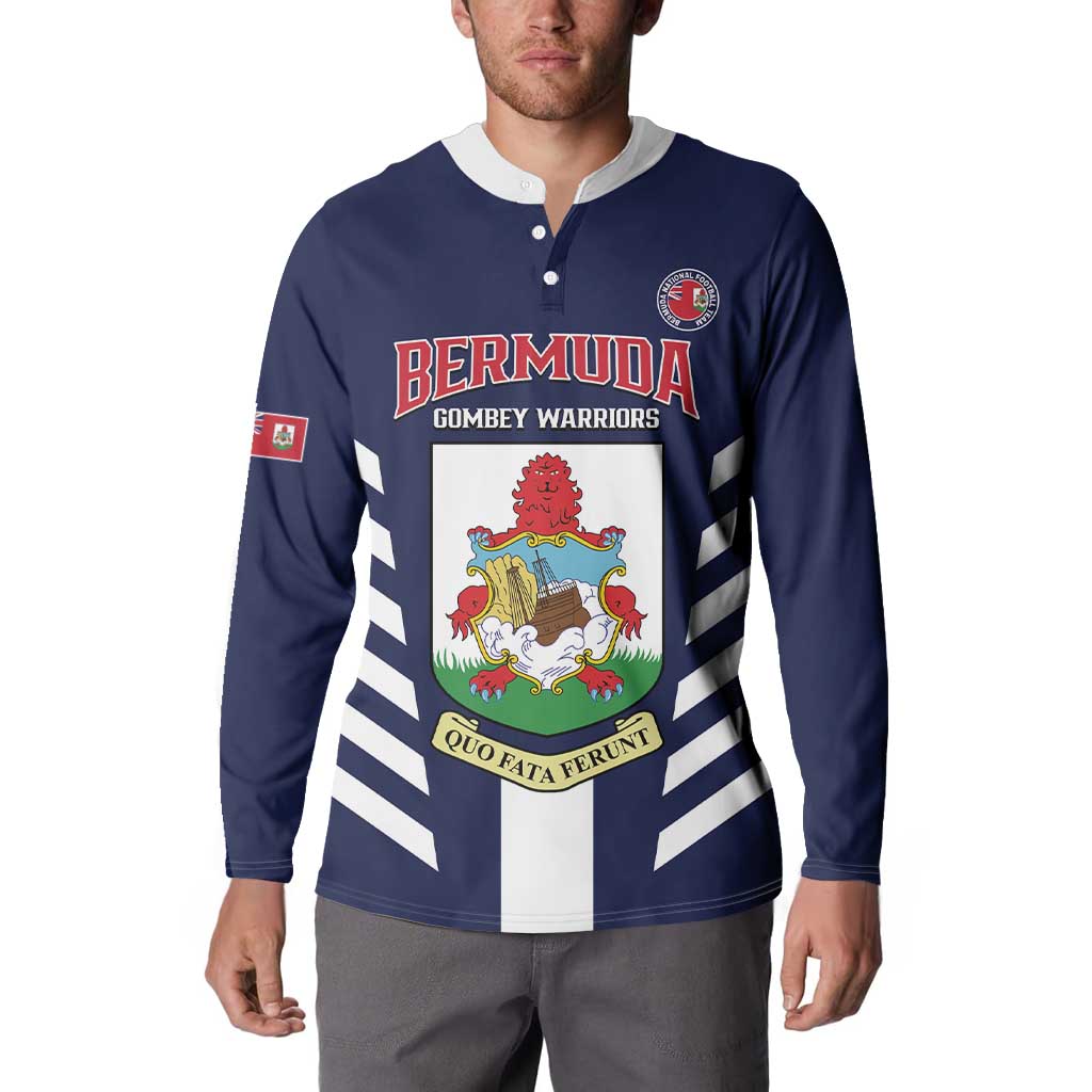 Custom Bermuda Football Button Sweatshirt 2025 Go Gombey Warriors - Blue