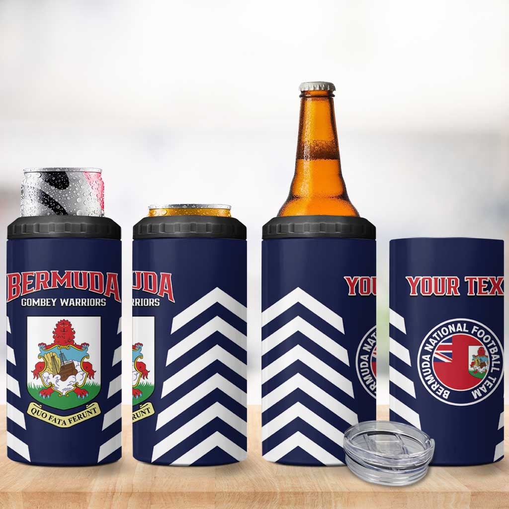 Custom Bermuda Football 4 in 1 Can Cooler Tumbler 2025 Go Gombey Warriors - Blue