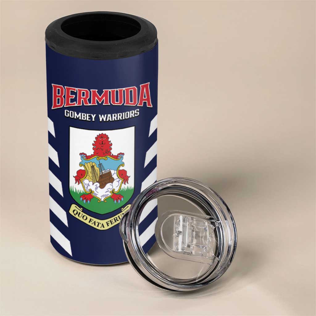 Custom Bermuda Football 4 in 1 Can Cooler Tumbler 2025 Go Gombey Warriors - Blue