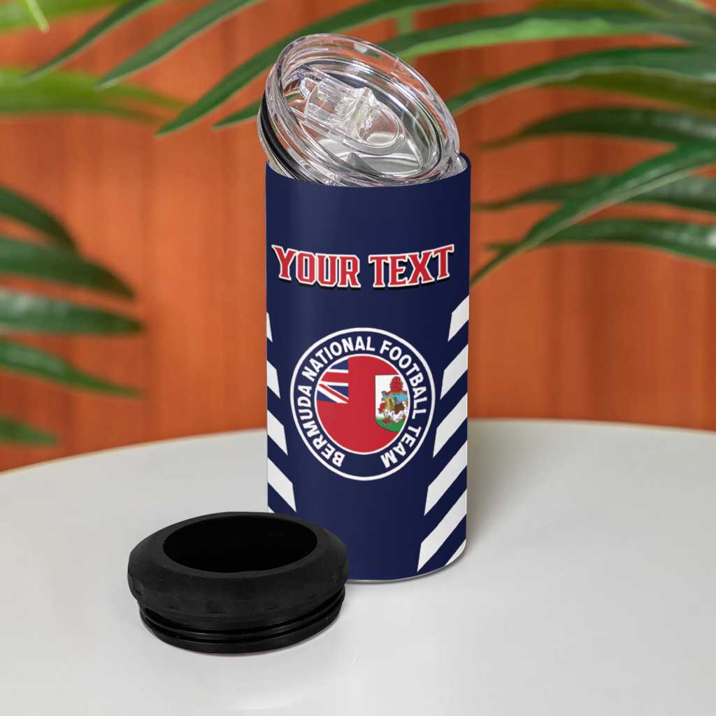 Custom Bermuda Football 4 in 1 Can Cooler Tumbler 2025 Go Gombey Warriors - Blue