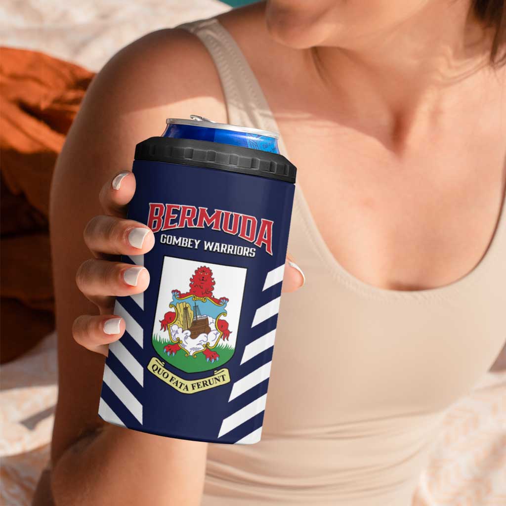 Custom Bermuda Football 4 in 1 Can Cooler Tumbler 2025 Go Gombey Warriors - Blue