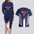 Custom Bermuda Football Couples Matching Long Sleeve Bodycon Dress and Hawaiian Shirt 2025 Go Gombey Warriors - Blue
