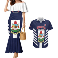 Custom Bermuda Football Couples Matching Mermaid Dress and Hawaiian Shirt 2025 Go Gombey Warriors - Blue