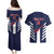 Custom Bermuda Football Couples Matching Puletasi and Hawaiian Shirt 2025 Go Gombey Warriors - Blue