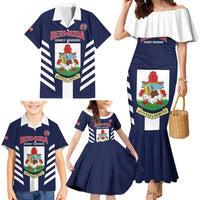 Custom Bermuda Football Family Matching Mermaid Dress and Hawaiian Shirt 2025 Go Gombey Warriors - Blue