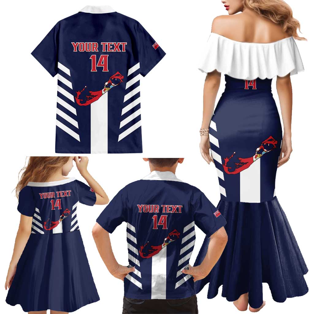 Custom Bermuda Football Family Matching Mermaid Dress and Hawaiian Shirt 2025 Go Gombey Warriors - Blue