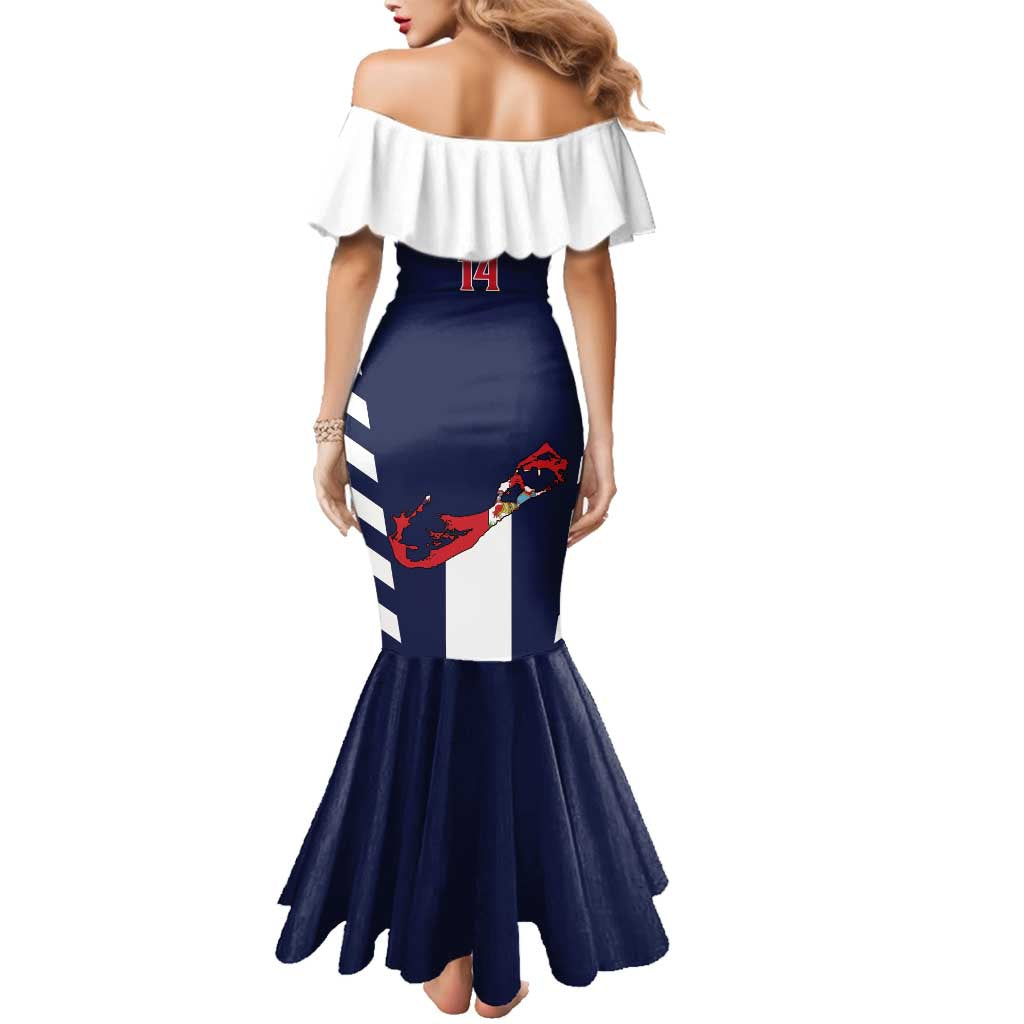 Custom Bermuda Football Family Matching Mermaid Dress and Hawaiian Shirt 2025 Go Gombey Warriors - Blue