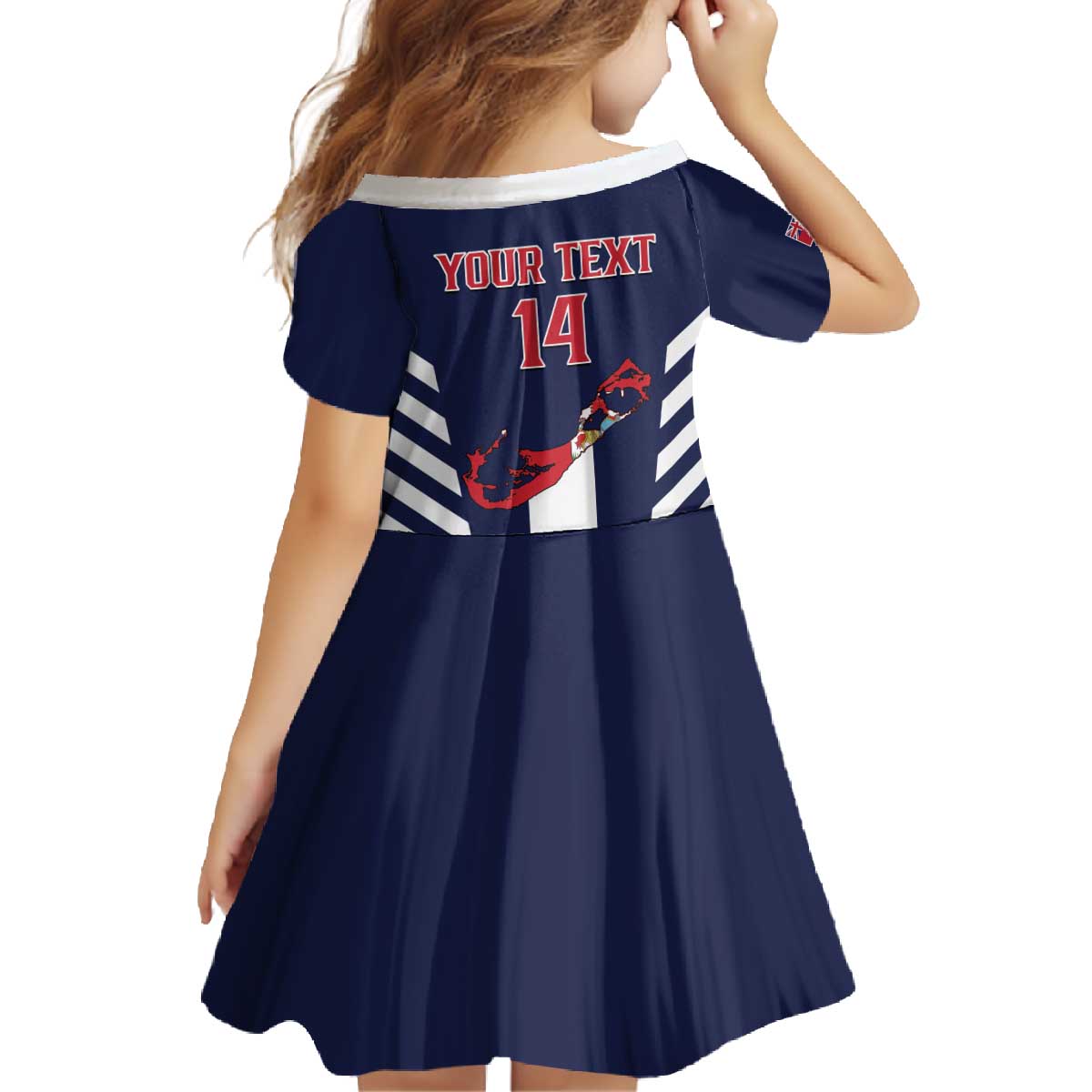 Custom Bermuda Football Family Matching Off The Shoulder Long Sleeve Dress and Hawaiian Shirt 2025 Go Gombey Warriors - Blue