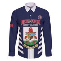 Custom Bermuda Football Family Matching Off The Shoulder Long Sleeve Dress and Hawaiian Shirt 2025 Go Gombey Warriors - Blue