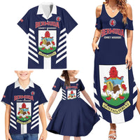 Custom Bermuda Football Family Matching Summer Maxi Dress and Hawaiian Shirt 2025 Go Gombey Warriors - Blue