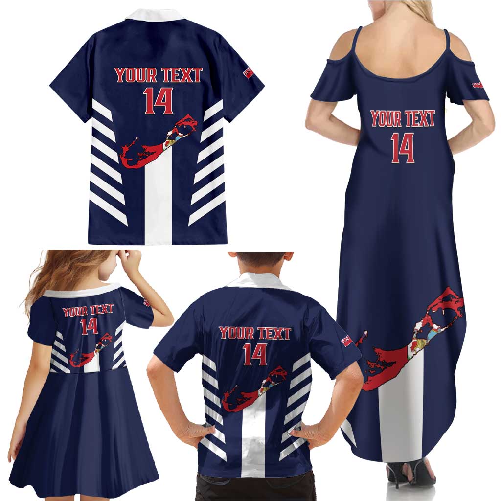 Custom Bermuda Football Family Matching Summer Maxi Dress and Hawaiian Shirt 2025 Go Gombey Warriors - Blue