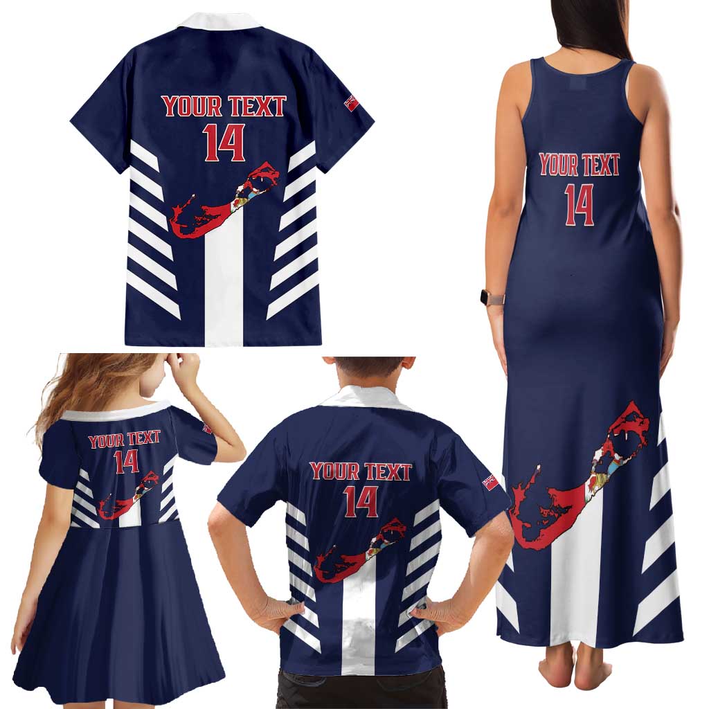 Custom Bermuda Football Family Matching Tank Maxi Dress and Hawaiian Shirt 2025 Go Gombey Warriors - Blue