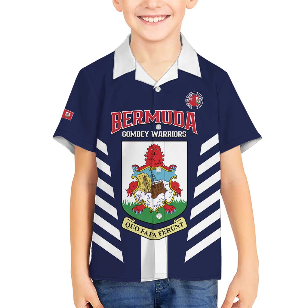 Custom Bermuda Football Kid Hawaiian Shirt 2025 Go Gombey Warriors - Blue