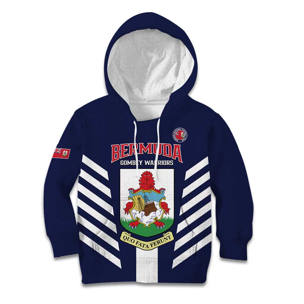 Custom Bermuda Football Kid Hoodie 2025 Go Gombey Warriors - Blue