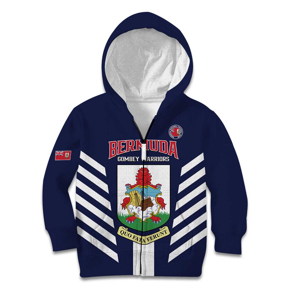 Custom Bermuda Football Kid Hoodie 2025 Go Gombey Warriors - Blue