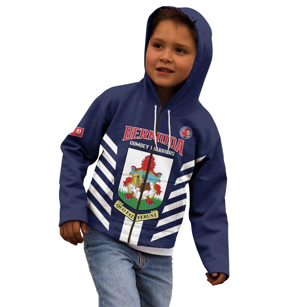 Custom Bermuda Football Kid Hoodie 2025 Go Gombey Warriors - Blue
