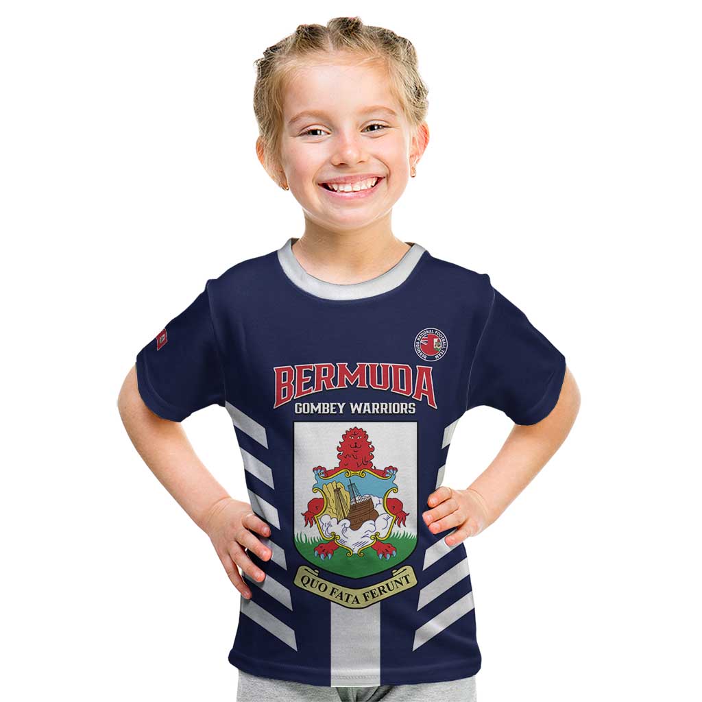 Custom Bermuda Football Kid T Shirt 2025 Go Gombey Warriors - Blue