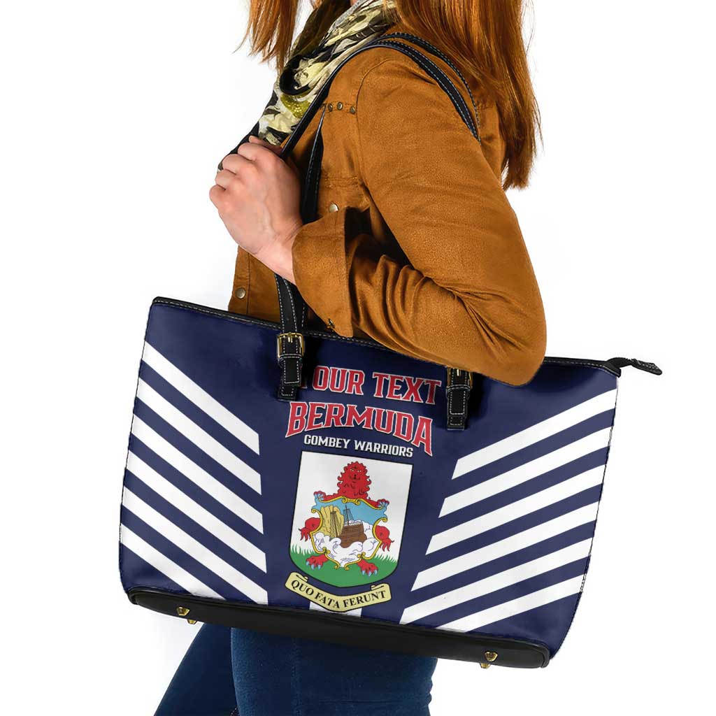 Custom Bermuda Football Leather Tote Bag 2025 Go Gombey Warriors - Blue