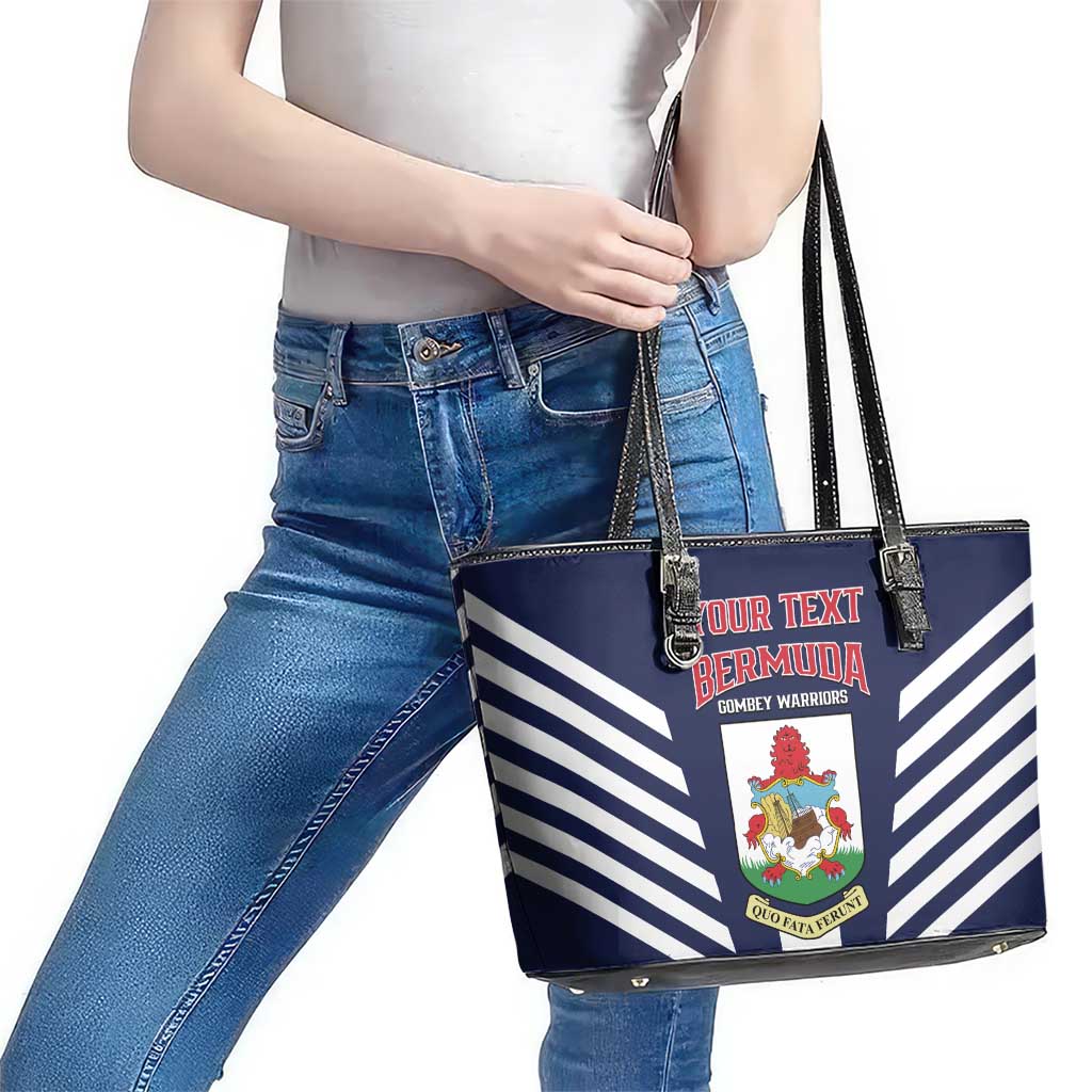 Custom Bermuda Football Leather Tote Bag 2025 Go Gombey Warriors - Blue