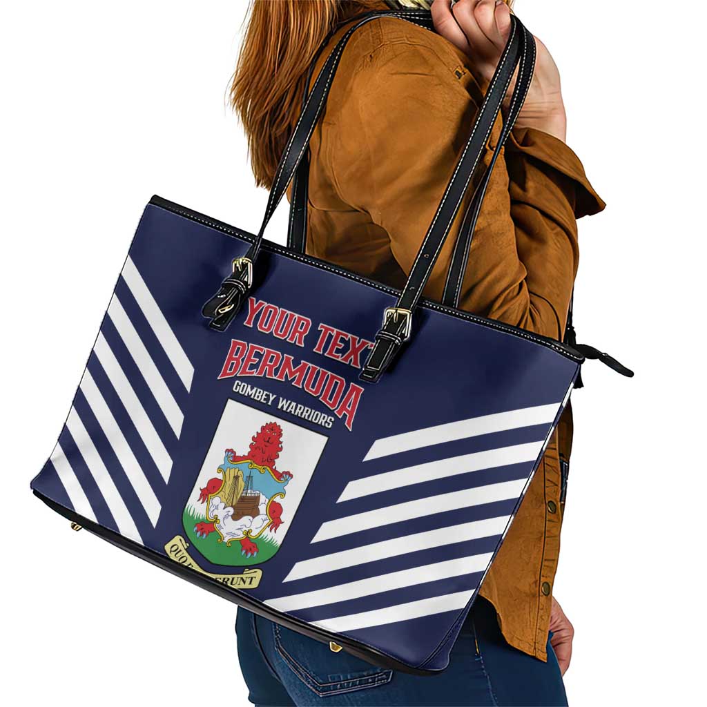 Custom Bermuda Football Leather Tote Bag 2025 Go Gombey Warriors - Blue