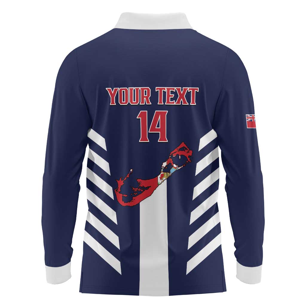 Custom Bermuda Football Long Sleeve Polo Shirt 2025 Go Gombey Warriors - Blue