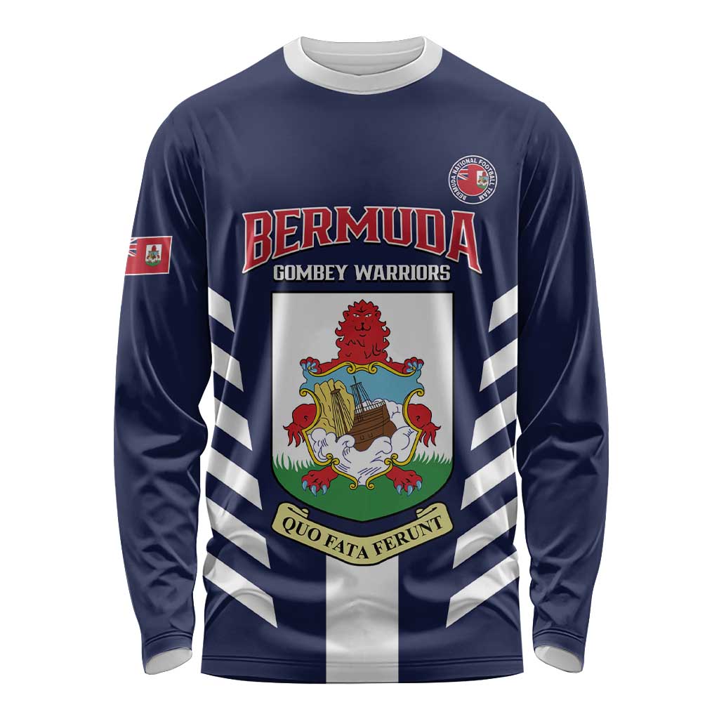 Custom Bermuda Football Long Sleeve Shirt 2025 Go Gombey Warriors - Blue