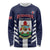 Custom Bermuda Football Long Sleeve Shirt 2025 Go Gombey Warriors - Blue