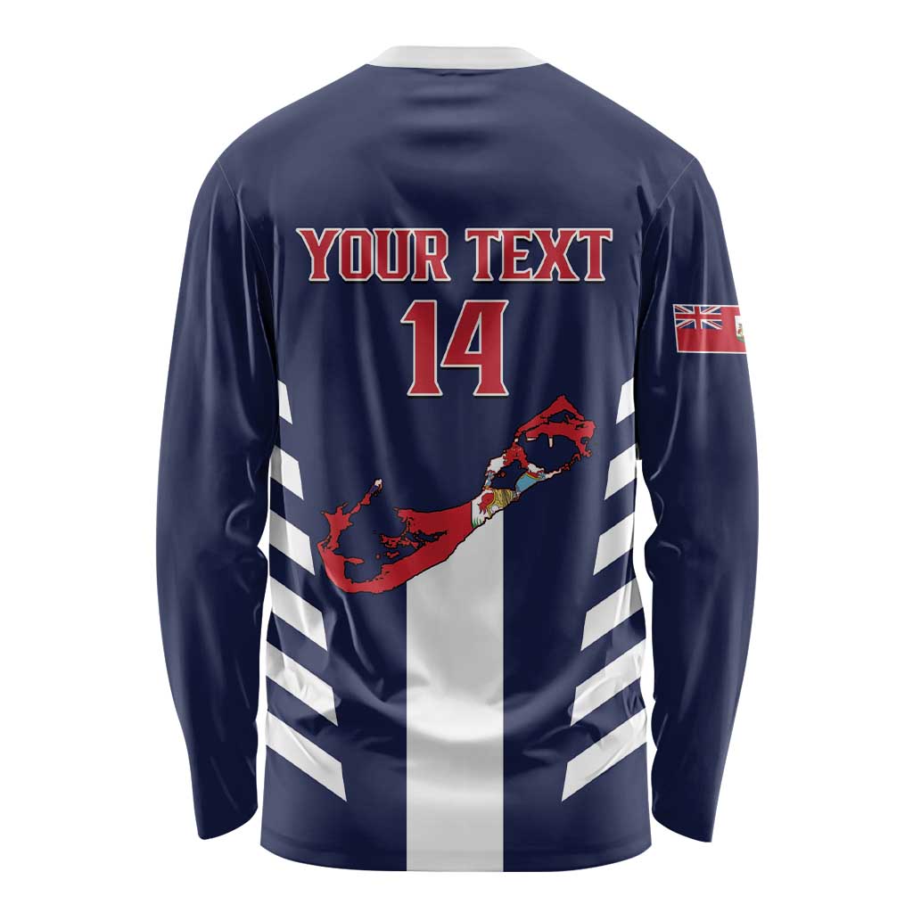 Custom Bermuda Football Long Sleeve Shirt 2025 Go Gombey Warriors - Blue