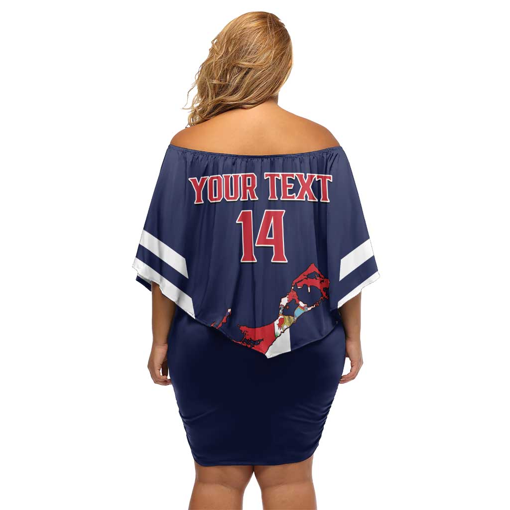 Custom Bermuda Football Off Shoulder Short Dress 2025 Go Gombey Warriors - Blue