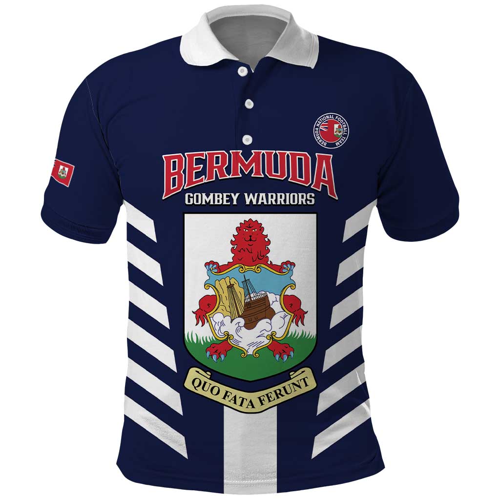 Custom Bermuda Football Polo Shirt 2025 Go Gombey Warriors - Blue