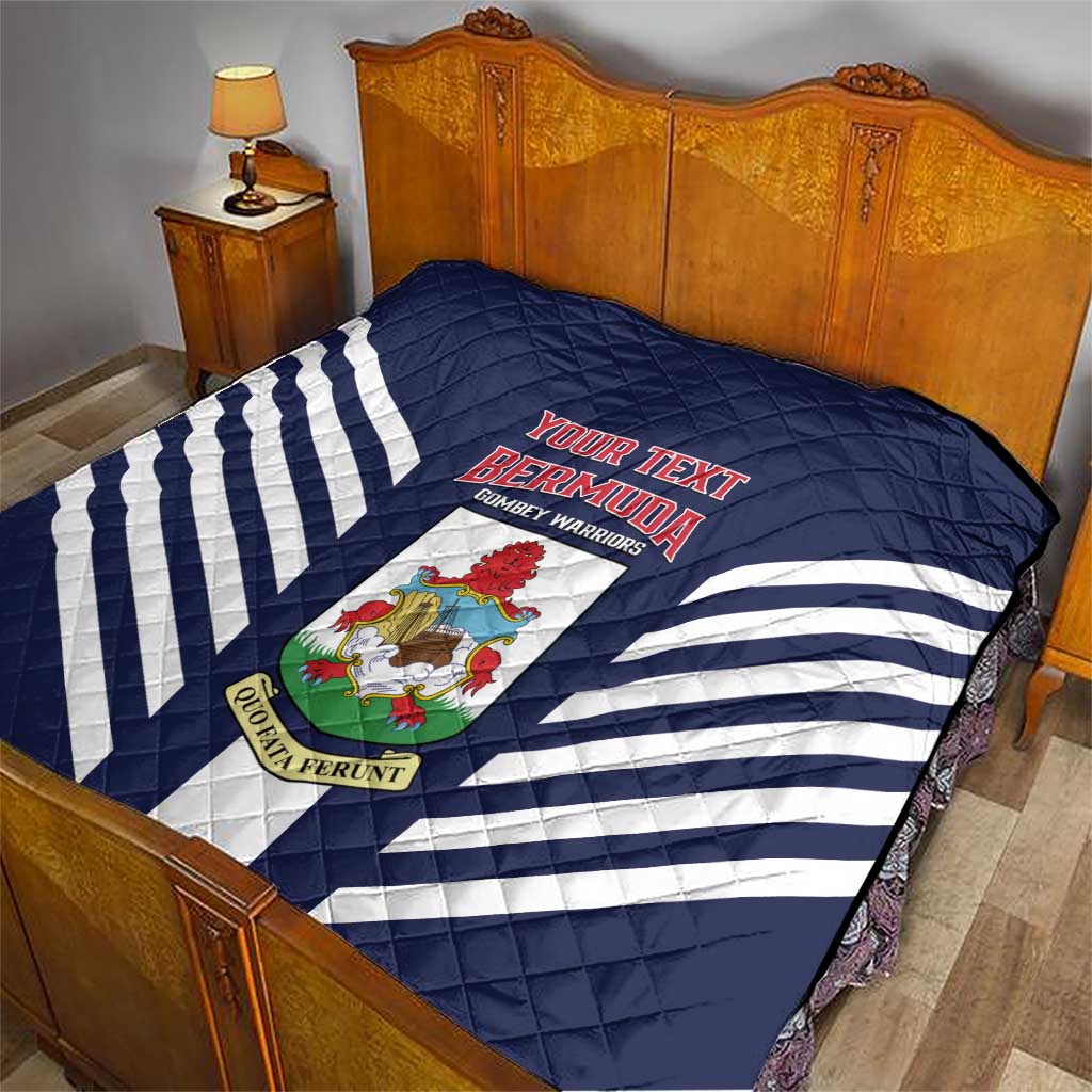 Custom Bermuda Football Quilt 2025 Go Gombey Warriors - Blue
