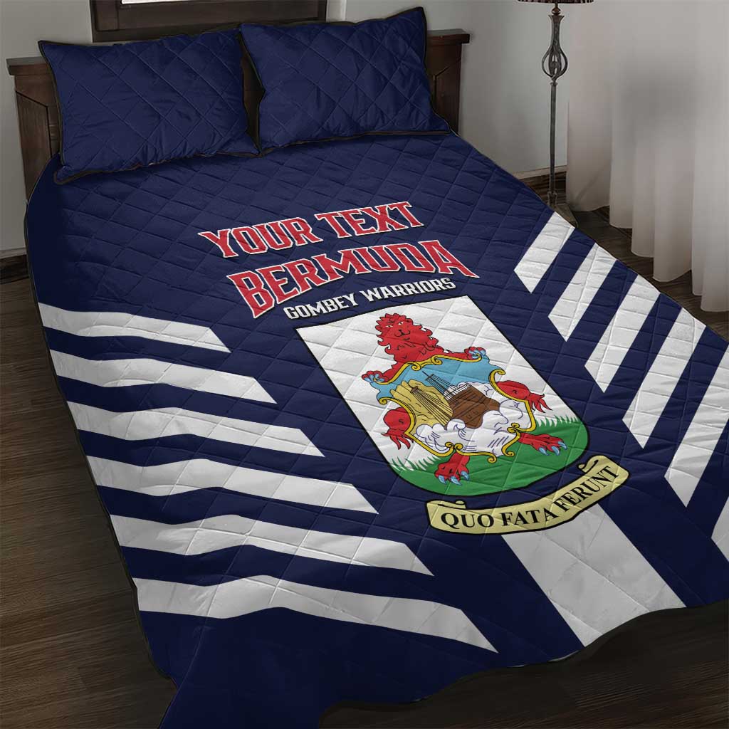 Custom Bermuda Football Quilt Bed Set 2025 Go Gombey Warriors - Blue