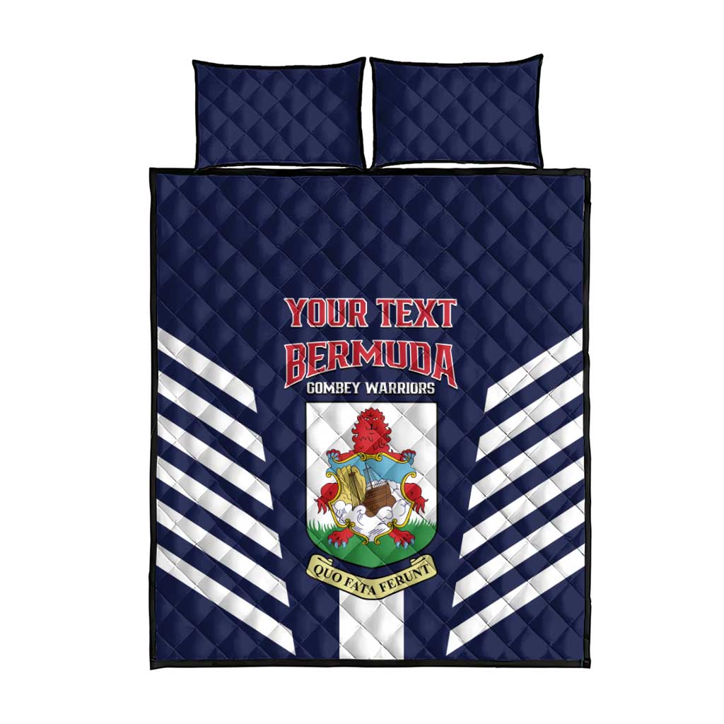 Custom Bermuda Football Quilt Bed Set 2025 Go Gombey Warriors - Blue