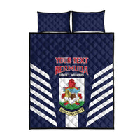 Custom Bermuda Football Quilt Bed Set 2025 Go Gombey Warriors - Blue
