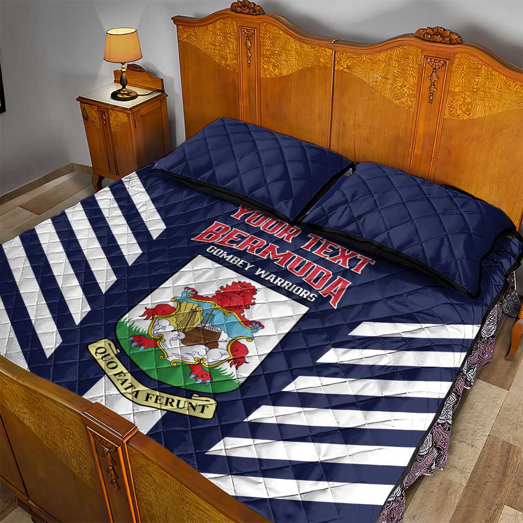 Custom Bermuda Football Quilt Bed Set 2025 Go Gombey Warriors - Blue