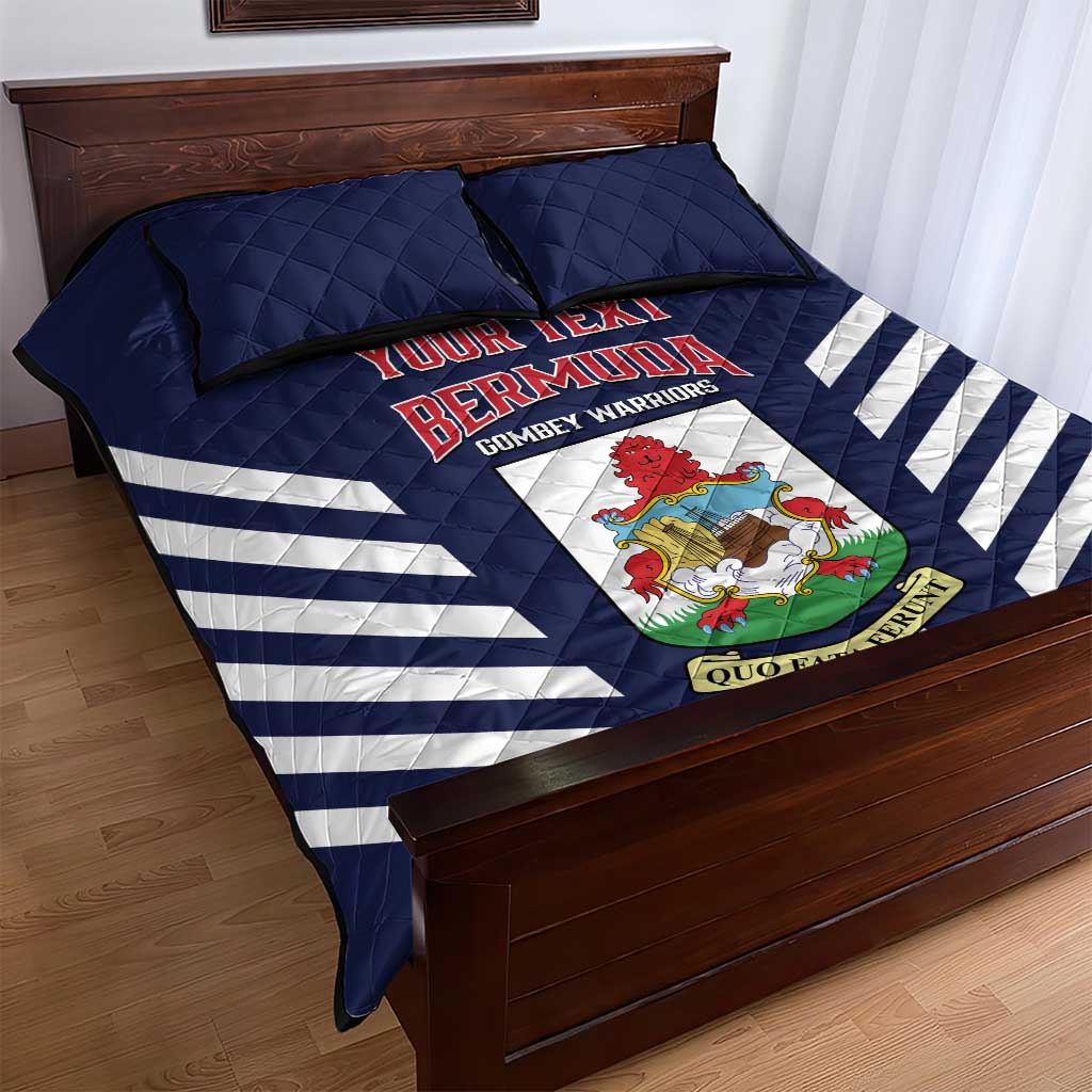 Custom Bermuda Football Quilt Bed Set 2025 Go Gombey Warriors - Blue