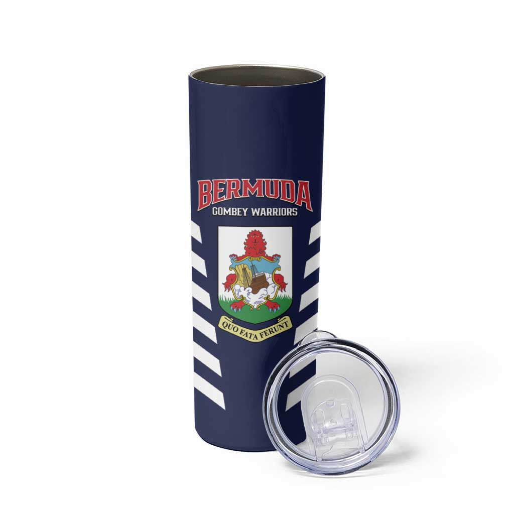 Custom Bermuda Football Skinny Tumbler 2025 Go Gombey Warriors - Blue