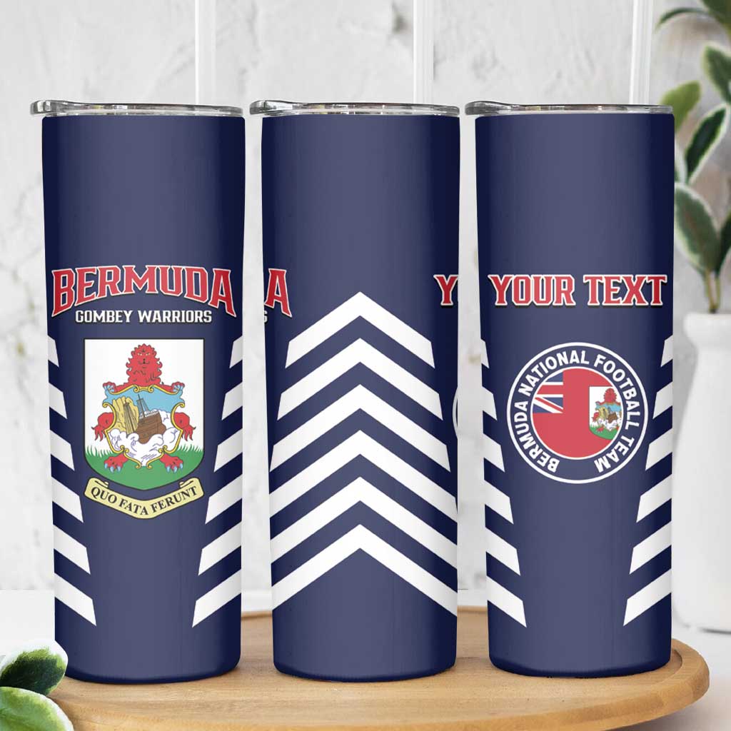 Custom Bermuda Football Skinny Tumbler 2025 Go Gombey Warriors - Blue