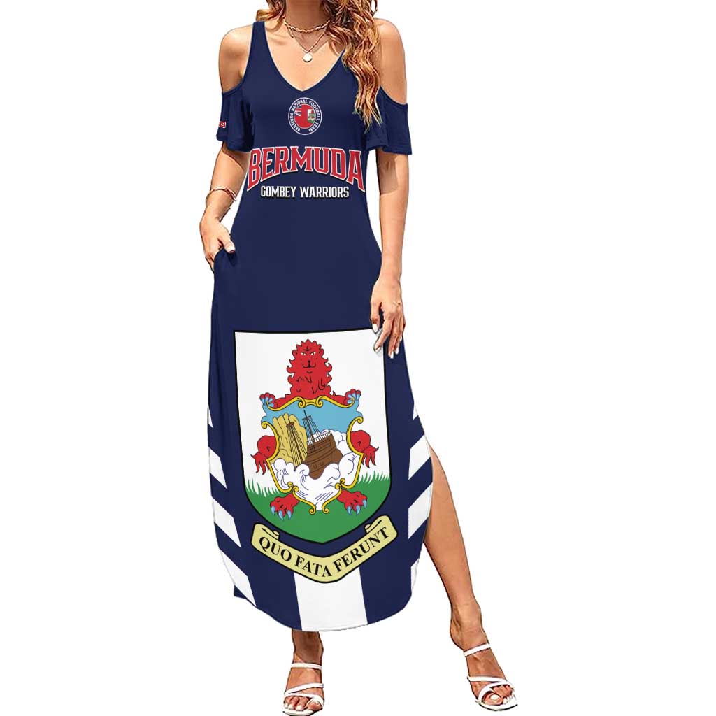 Custom Bermuda Football Summer Maxi Dress 2025 Go Gombey Warriors - Blue